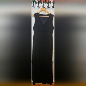 Mario Serrani Classic Black Twist-Ruch Bust Maxi Dress